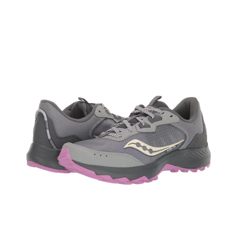 Saucony AURA TR Slip Resistant Low Top Running Shoes Women's Gray Pink-2