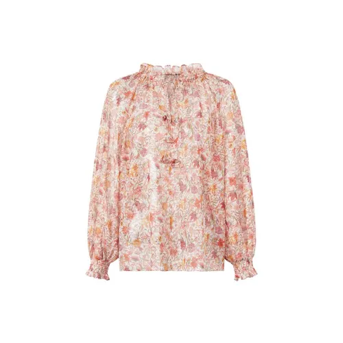 JZ. ANNAKRO Chiffon Shirts Women's Floral Orange Red