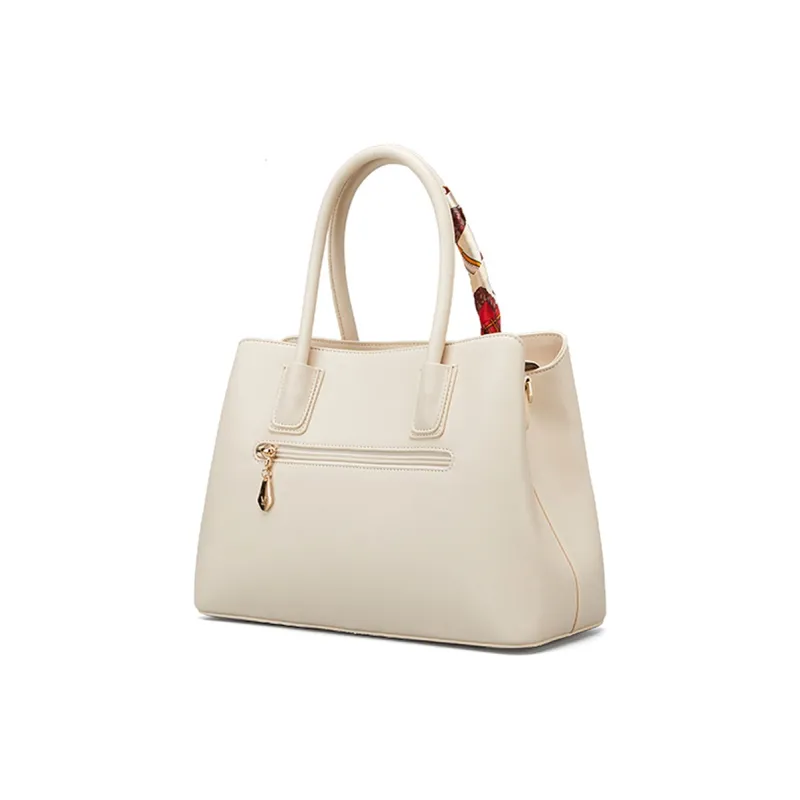 YEARCON Synthetic Leather Handbag Women's Ecru/Burgundy/Apricot-1