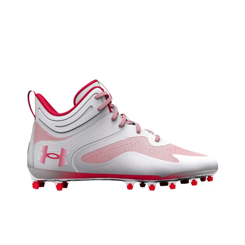 Under Armour Command Mc Mid Lacrosse Cleats 'White Red'-1