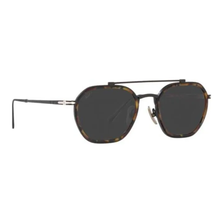 PERSOL Titanium Aviator Sunglasses Unisex Black/Brown-0