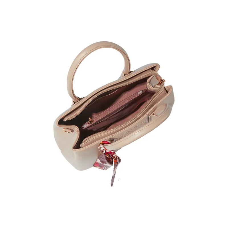 YEARCON Synthetic Leather Handbag Women's Ecru/Burgundy/Apricot-11