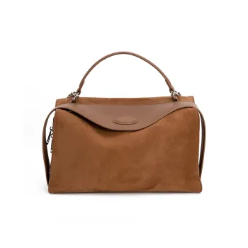VENOF Cow Leather Shoulder Bag Crossbody Bag Handbag Medium Size Women's Toraja Brown/Manting Coffee