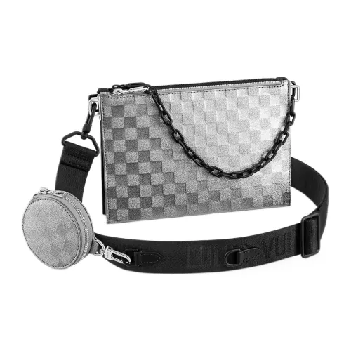 LOUIS VUITTON Trio Pouch Glitter Silver