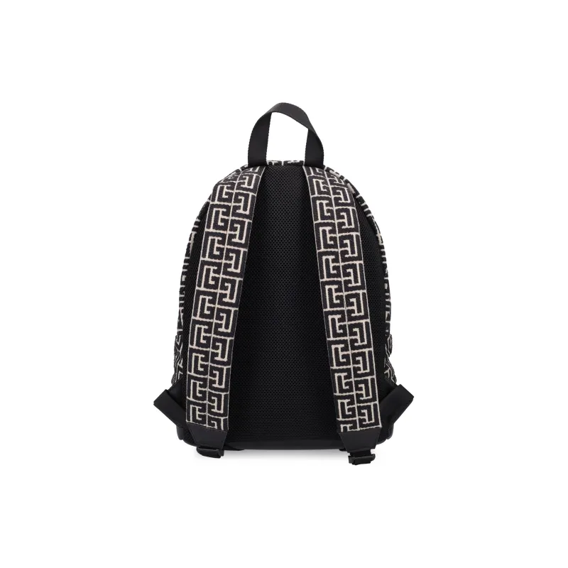 BALMAIN Cotton With Polyester Backpack Men's Black Beige Yellow-2