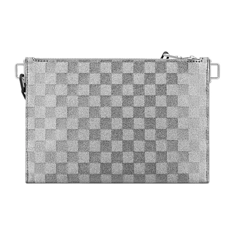 LOUIS VUITTON Trio Pouch Glitter Silver-1
