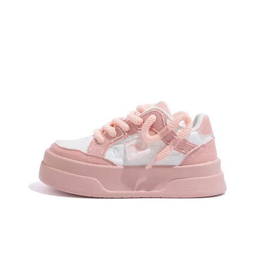 HUANQIU Low Top Skateboard Shoes Women's White Pink