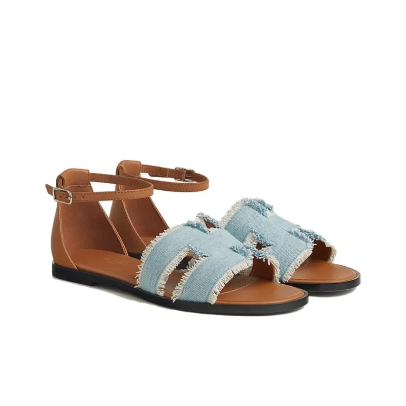 HERMES Santorini Strap Sandals Women's Brown-2