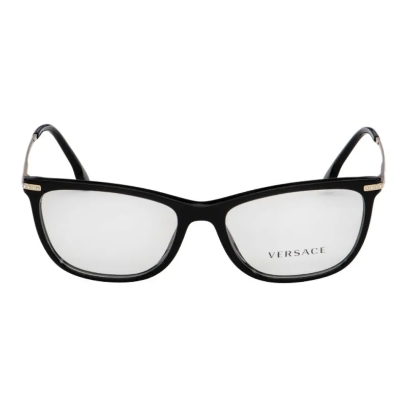 VERSACE Metal Plastic Rectangular Eyeglass Frames Unisex Black-1
