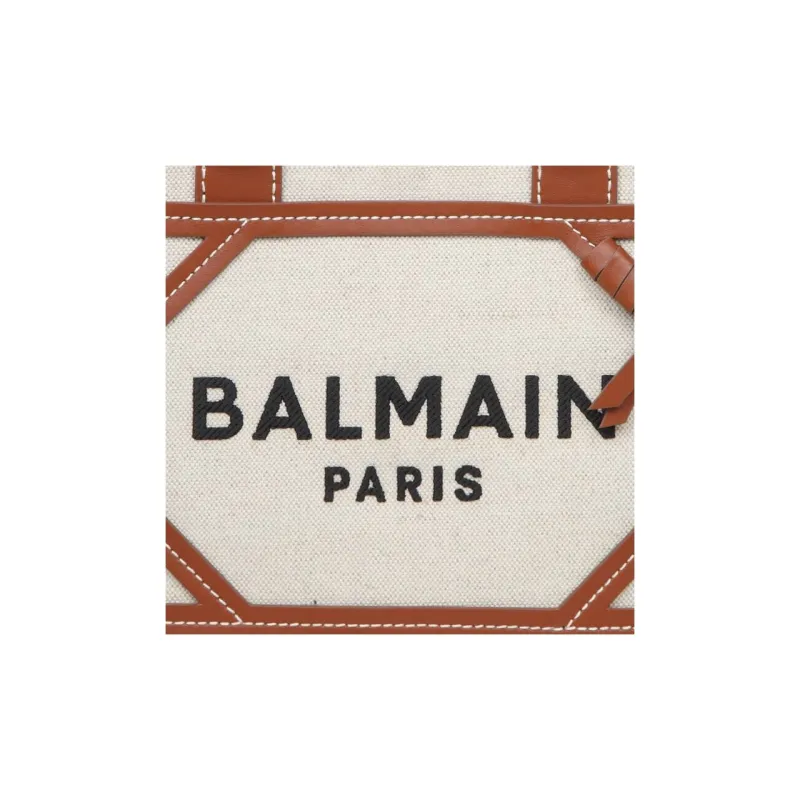 BALMAIN B ARMY Canvas With Leather One Shoulder Crossbody Canvas Bag, Handbag Women's Natural-4