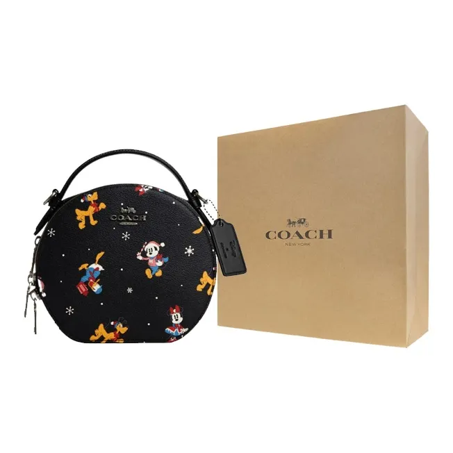 COACH Canteen 18 Collaboration Cow Leather Handbag Shoulder Bag Crossbody Bag Small Size Women's Black-4