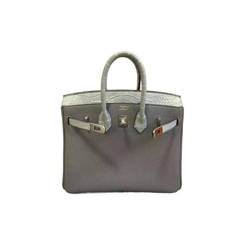 HERMES Birkin Touch Togo Leather With Matte Crocodile Leather Handbag Regular Women's Cumulonimbus Gray-2