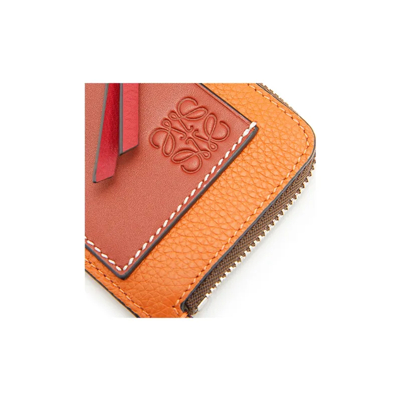 LOEWE Cow Leather Coin Card Holder Women's Light Caramel/Walnut-3
