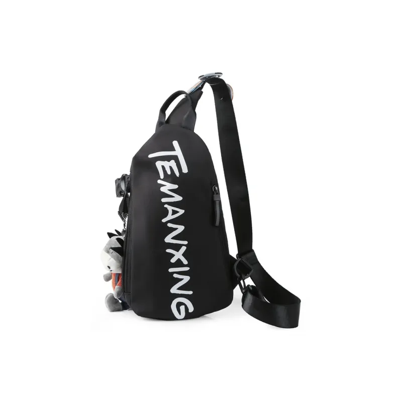 KAKAXI Oxford Sling Bag Crossbody Bag Shoulder Bag Fanny Pack Unisex Black/Beige-0