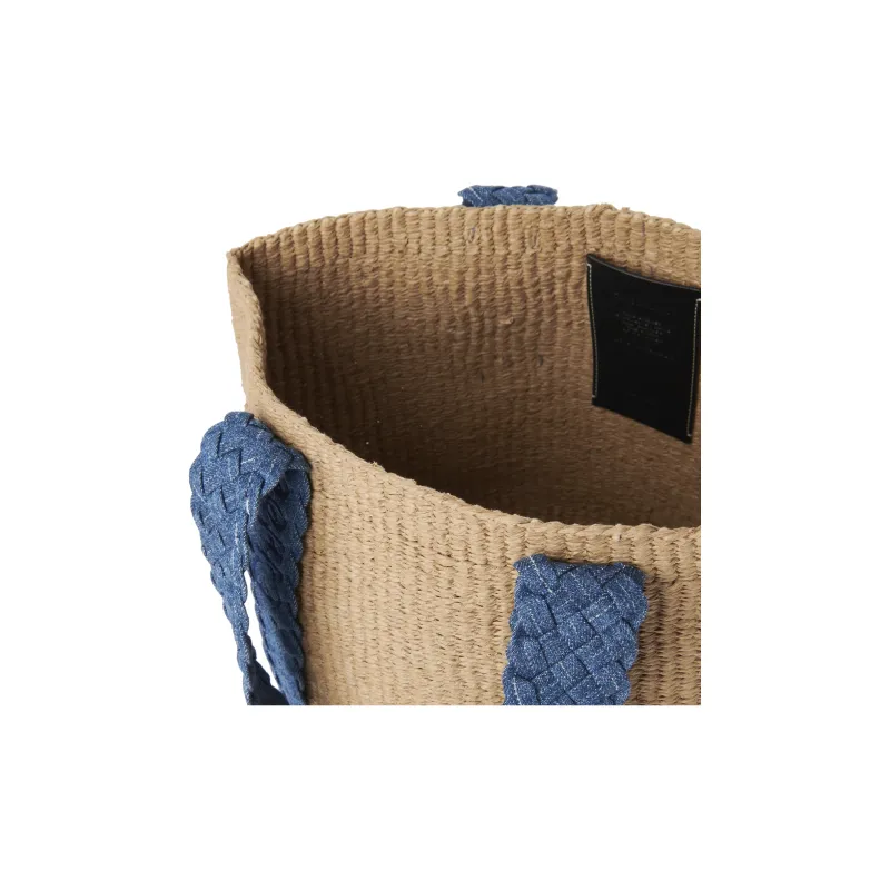 Chloe Woody Calfskin With Denim Basket Bag, Handbag, Shoulder Bag Women's Blue & Natural-3