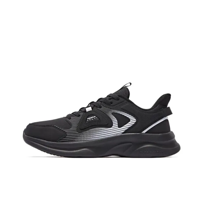 QIAODAN Durable Breathable Low Top Running Shoes Men's Black White-0