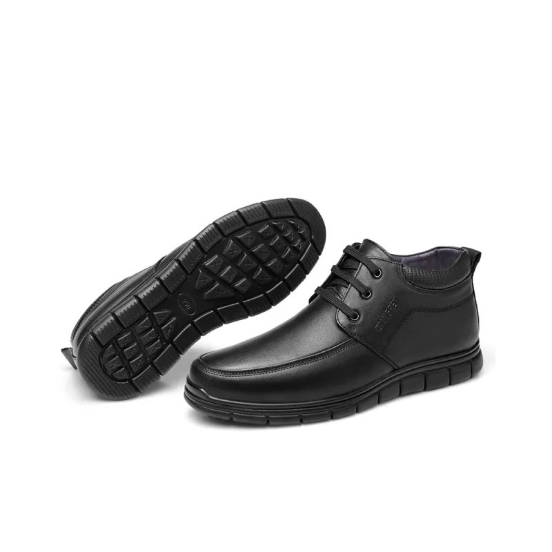 Strongman 3515 Men's Insulated Shoes Men's Winter Cotton Leather Shoes Genuine Leather Casual Dad Shoes-4