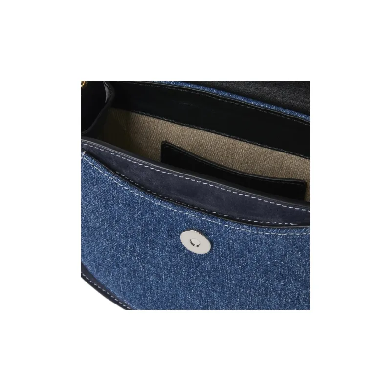 Chloe Tess Denim With Calfskin Shoulder Bag Crossbody Bag Small Size Women's Denim-3