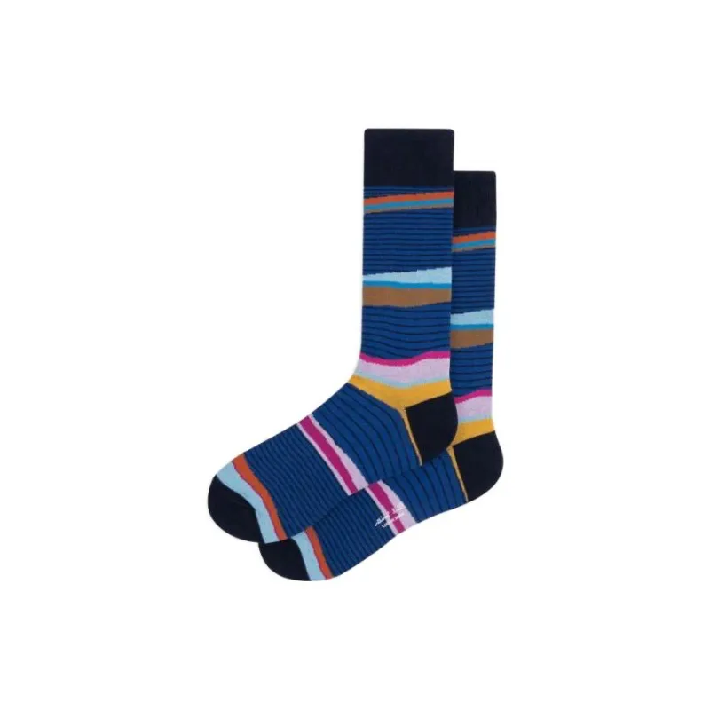 Paul Smith 'Plains' Stripe Socks Knee-High Socks Men's Marine Blue-0