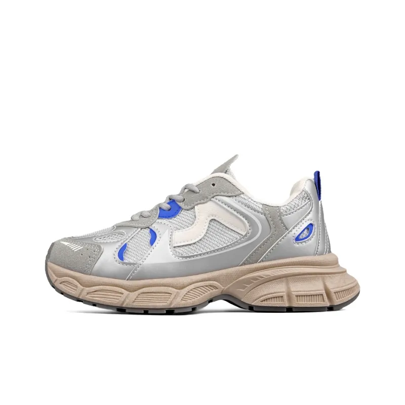 WENPU Anti Slip And Wear Resistant Height Increasing Low Top Chunky Sneakers Unisex White Ice Blue-0