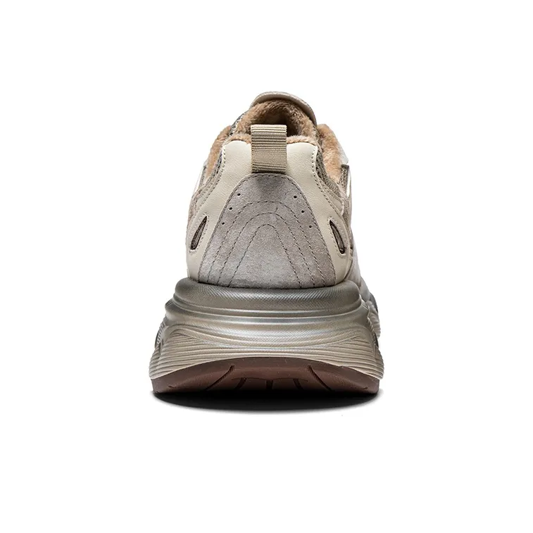 Kappa Slip-Resistant Lightweight Wear-Resistant Low-Top Chunky Sneakers Women's Gray Khaki-4