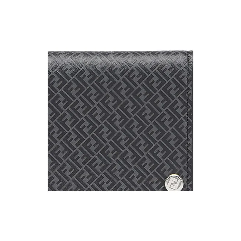 FENDI Cow Leather Wallet Men's Black-3