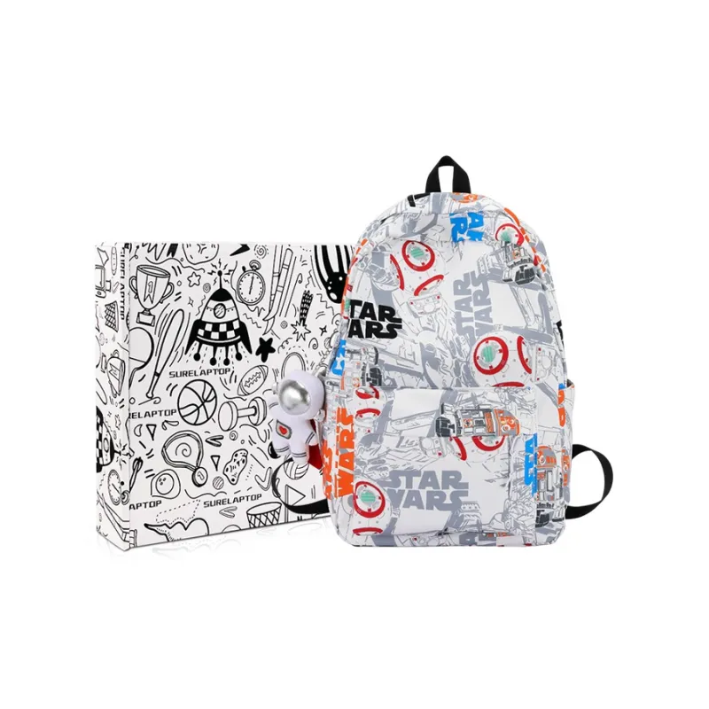 SURELAPTOP Nylon Backpack Unisex Black/Blue & White/Orange & White-15