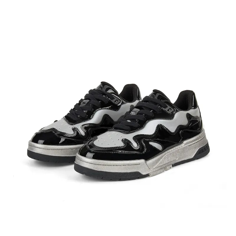 PAUZE Flame Anti Slip Wear Resistant Low Top Skateboard Shoes Unisex Black-2