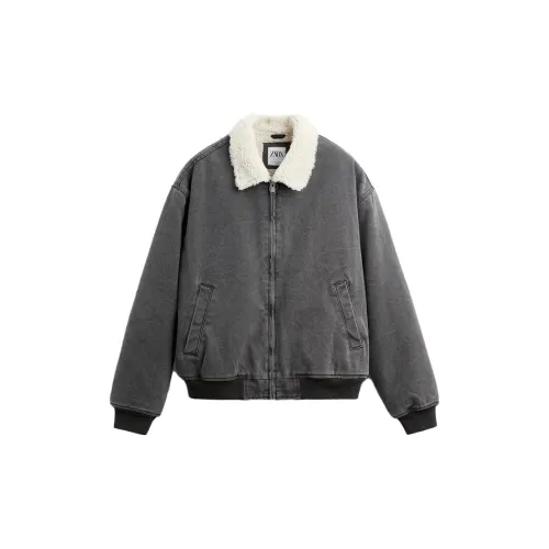 ZARA Jackets Men Marbled Gray