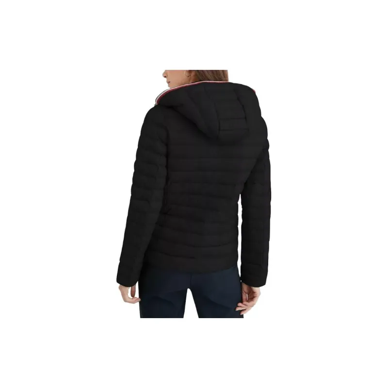 Tommy Hilfiger Hooded Puffer Jackets Dark Sable Jackets Coats Women's Black-1