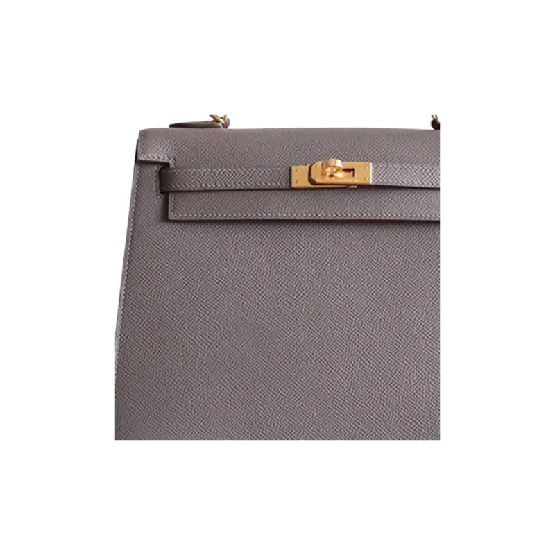 HERMES Kelly Epsom Leather Kelly Bag Handbags Regular Women's 8F Gris Étain Tin Gray-4
