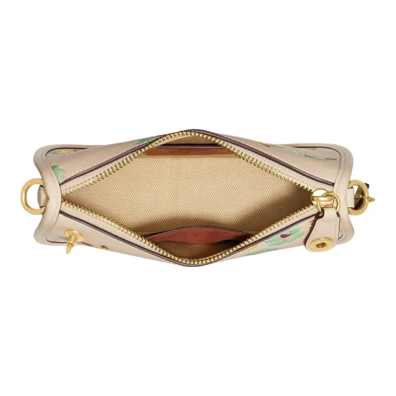 COACH Swinger Cow Leather One Shoulder Handbag Small Size Women's Beige Yellow-3