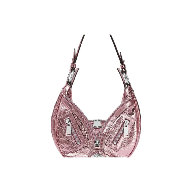 FANSIZHE Repeat Series Metallic Crackle Lambskin Handbag Shoulder Bag Women's Pink-3