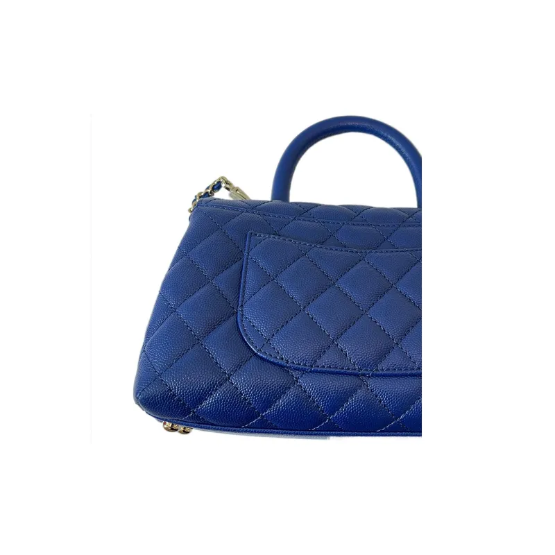 CHANEL Coco Handle Caviar Calfskin Flap Bag, Chain Handbag, Shoulder Bag, Crossbody Bag Women's Blue-2