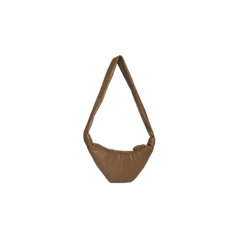 Lemaire Croissant Series Cow Leather Croissant Bag, Shoulder Bag, Crossbody Bag Trumpets Unisex Brown-3