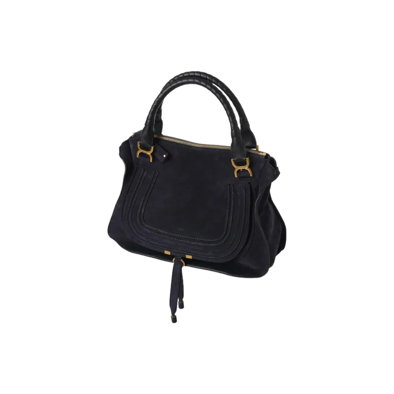 Chloe Marcie Calfskin Handbag Large Size Women's Midnight Blue-1