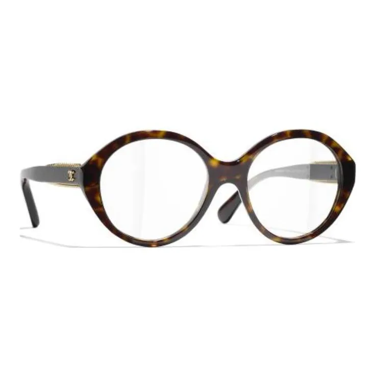 CHANEL Acetate Oval Sunglasses Men's Tortoiseshell-1