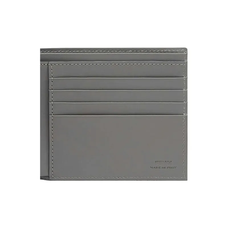 FENDI Calfskin Wallet Men's Gray-3