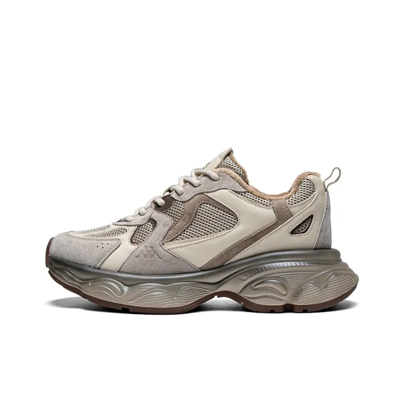 Kappa Slip-Resistant Lightweight Wear-Resistant Low-Top Chunky Sneakers Women's Gray Khaki-0