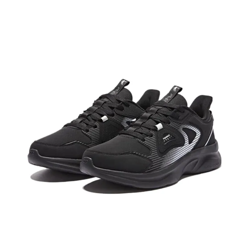 QIAODAN Durable Breathable Low Top Running Shoes Men's Black White-2