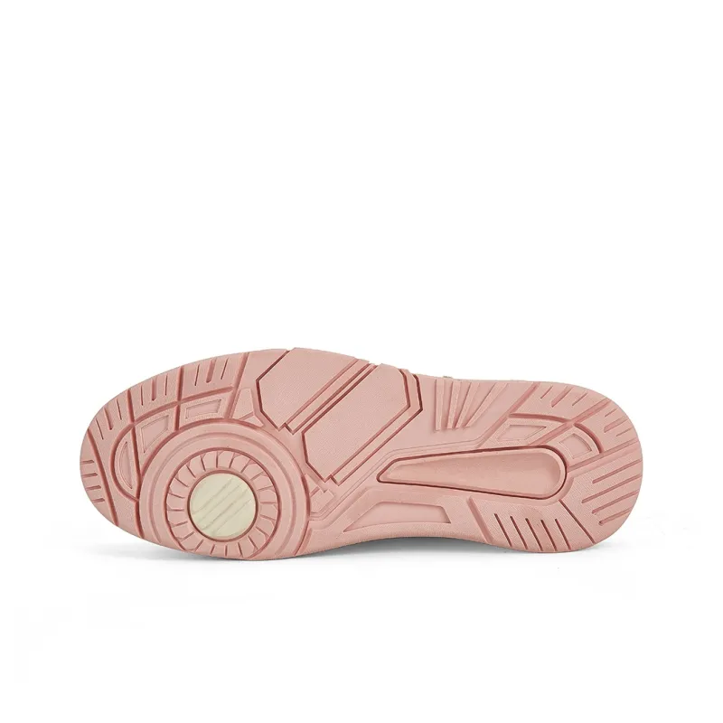PAUZE Flame Anti Slip Wear Resistant Low Top Skateboard Shoes Unisex Beige Pink-5