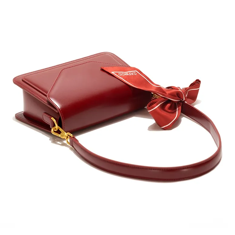 GXFMOD Genuine Leather Shoulder Bag Medium Size Women's Burgundy-2