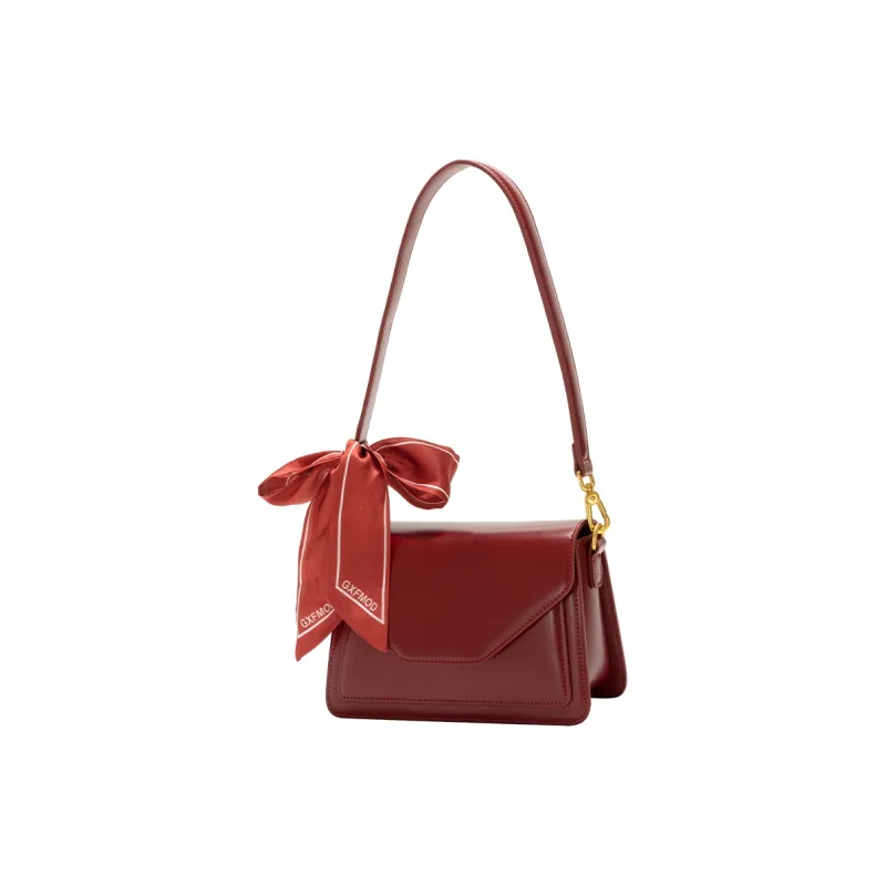 GXFMOD Genuine Leather Shoulder Bag Medium Size Women's Burgundy-1