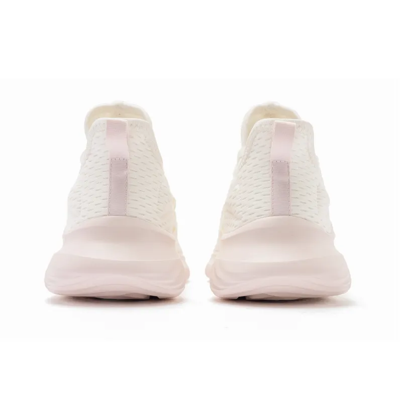 QIAODAN Anti Slip Wear Resistant Low Top Casual Running Shoes Women's Ivory Cloud Pink-3
