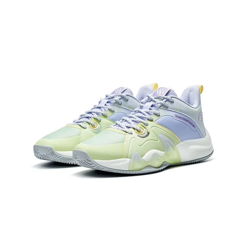 XTEP War Mastiff 3.5 Basketball Shoes Men Low Top Jelly Green/Snow Cyan Purple-2