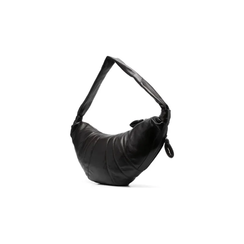 Lemaire Croissant Series Sheepskin Croissant Bag Goat Horn Bag Slogan Bag Handbag Shoulder Bag Large Size Unisex Black-2