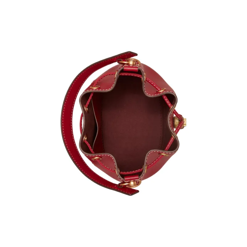 TORY BURCH Leather Bucket Bags Shoulder Bag Crossbody Bag Handbag Women's Conservative Red-3
