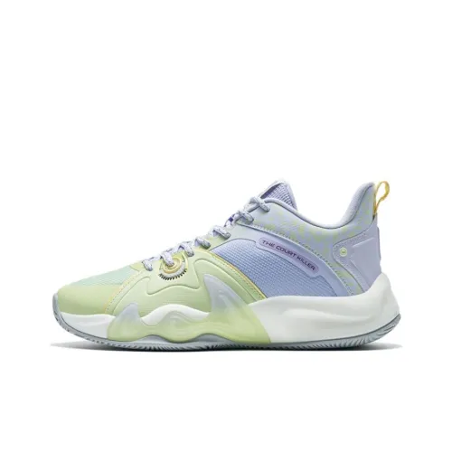 XTEP War Mastiff 3.5 Basketball Shoes Men Low-Top Jelly Green/Snow Blue Purple