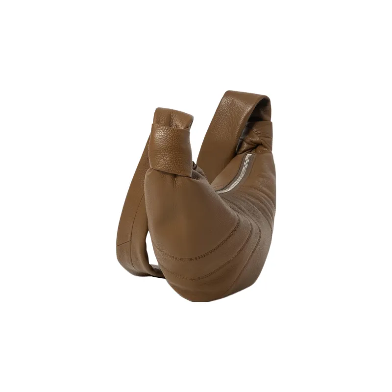 Lemaire Croissant Series Cow Leather Croissant Bag, Shoulder Bag, Crossbody Bag Trumpets Unisex Brown-1