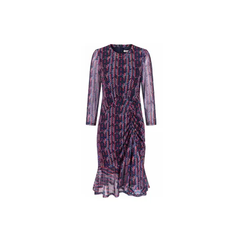 JZ Juzui Long-Sleeved Dresses Women's Floral Dark Blue